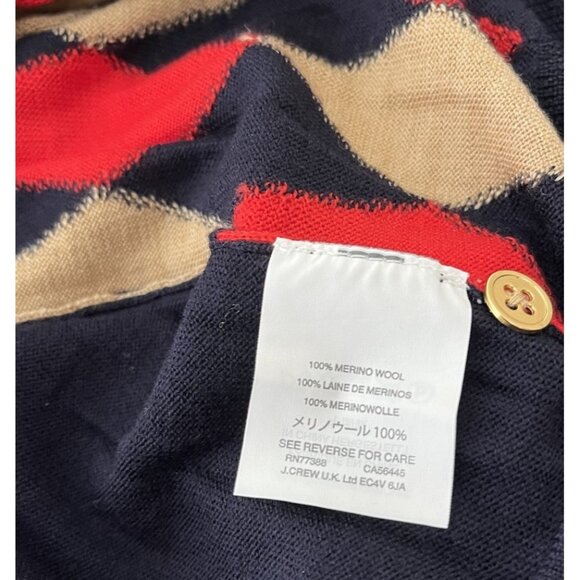 J Crew Womens Medium Blue Red Jackie Cardigan Argyle Merino Wool Lightweight - Picture 6 of 6